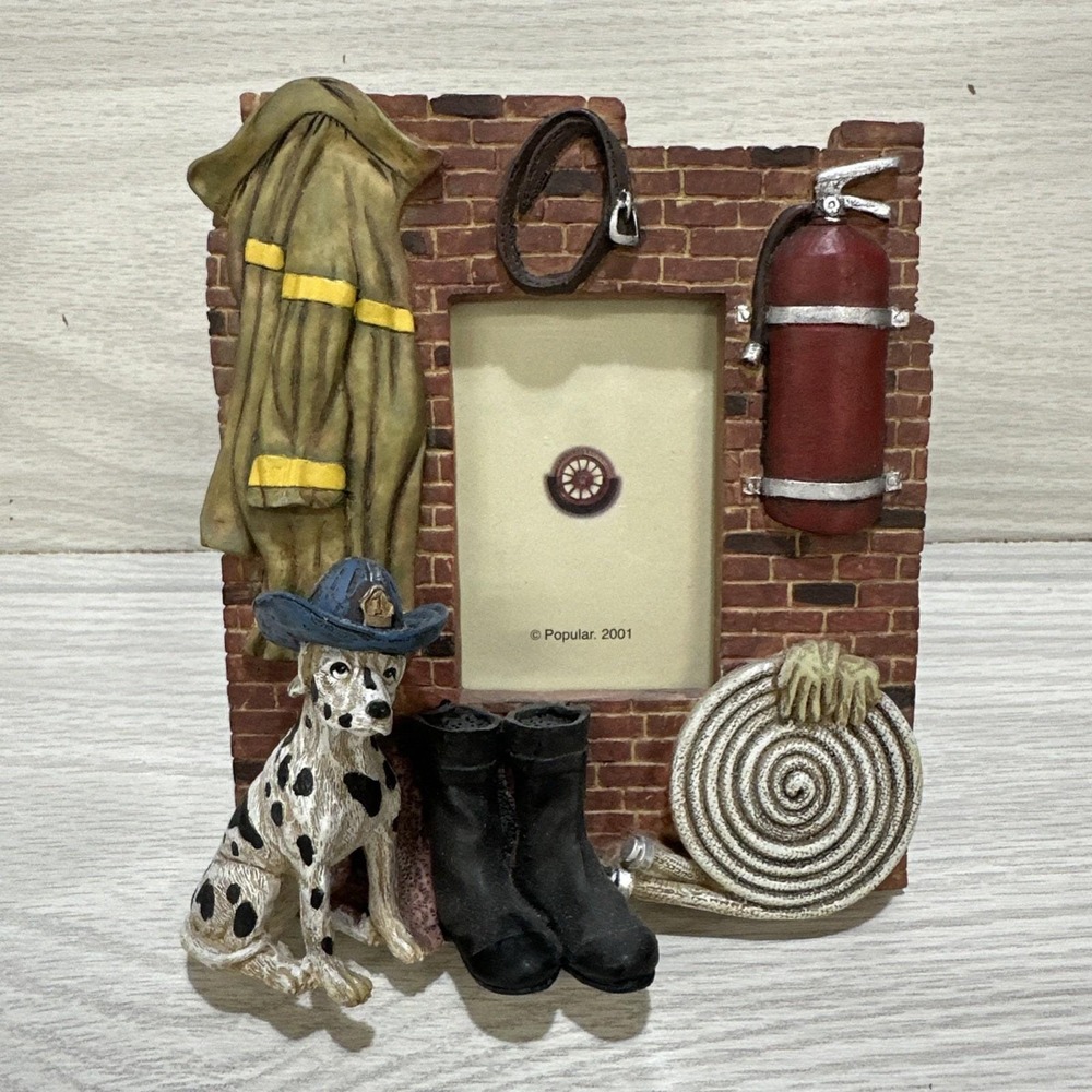 POPULAR IMPORTS Fire Department Resin Photo Frame For2x3" Photo Vintage